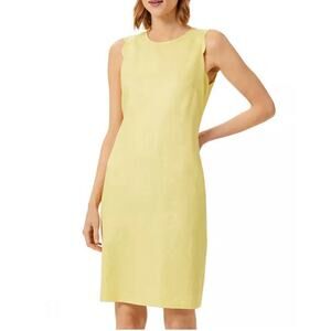Hobbs London Kira Linen Sheath Sleeveless Yellow Dress Size 4 NWT